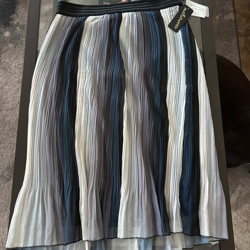 Metro Wear Blue and White Striped Midi Skirt
